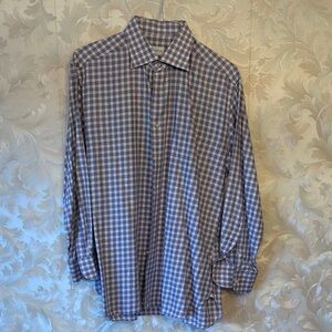 Ermenegildo Zegna Men's Plaid Shirt - Purple and White